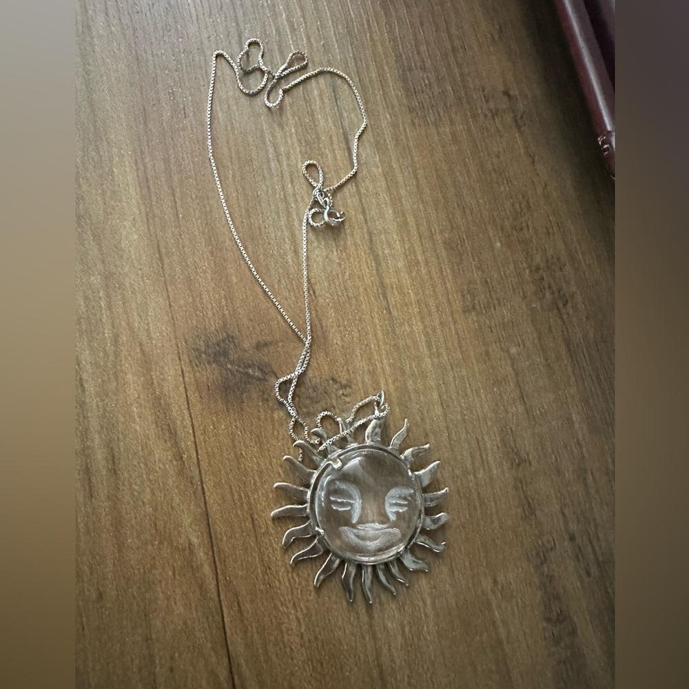Radiant Silver Sunburst Pendant Necklace - Picture 6 of 7